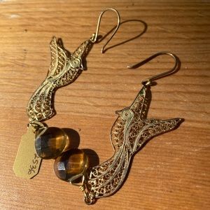 Gold Filigree Dove Earrings